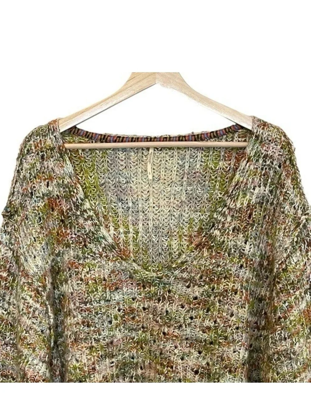 Free People Highland V Neck Oversized Sweater Size S Slouchy Chunky Space Knit